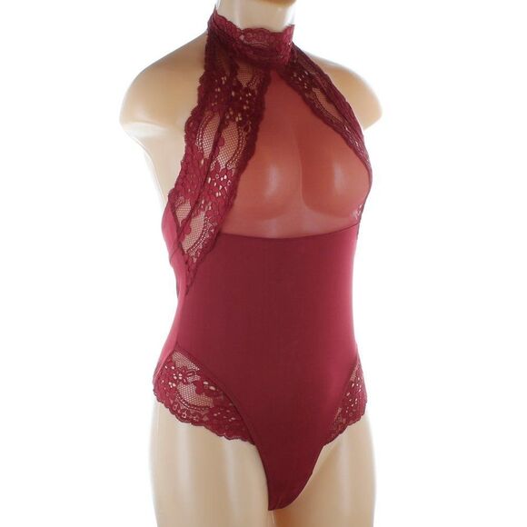 Lace Teddy Halter Mesh Bodysuit Babydoll NWT - Picture 12 of 13